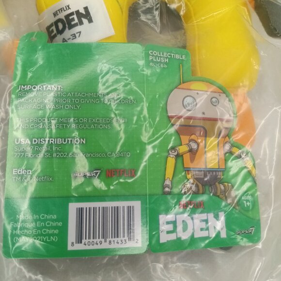 Super7 Netflix Eden A-37 Robot Anime Collectible Plush 14" NWT/Sealed - Picture 4 of 6